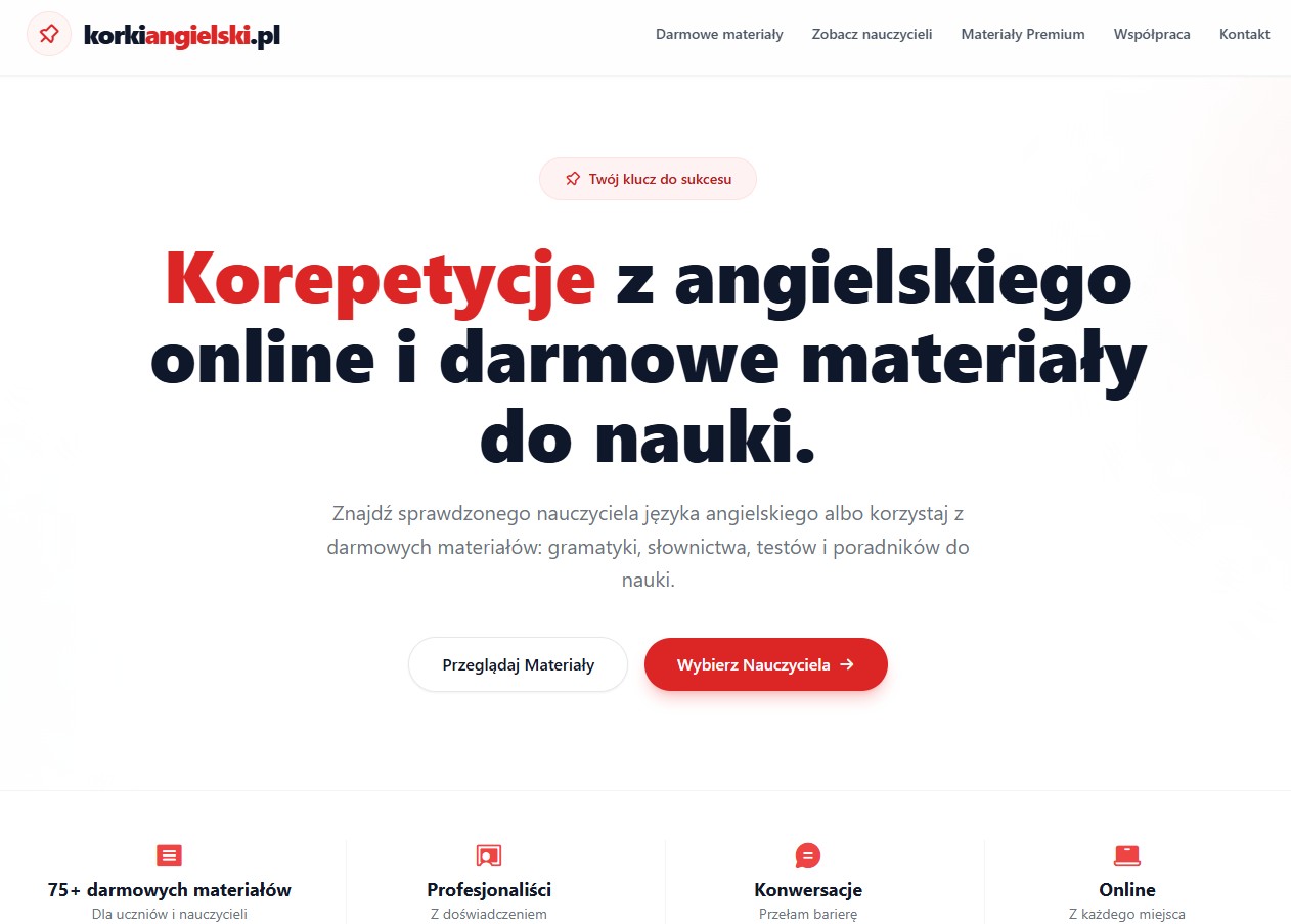 Podgląd projektu korkiangielski.pl